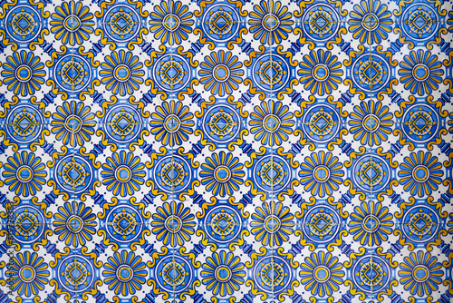 Traditional portuguese and spanish classic tile blue frloral Azulejo background