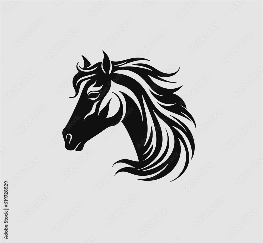 horse head logo simple and modern design, horse animal icon vector template