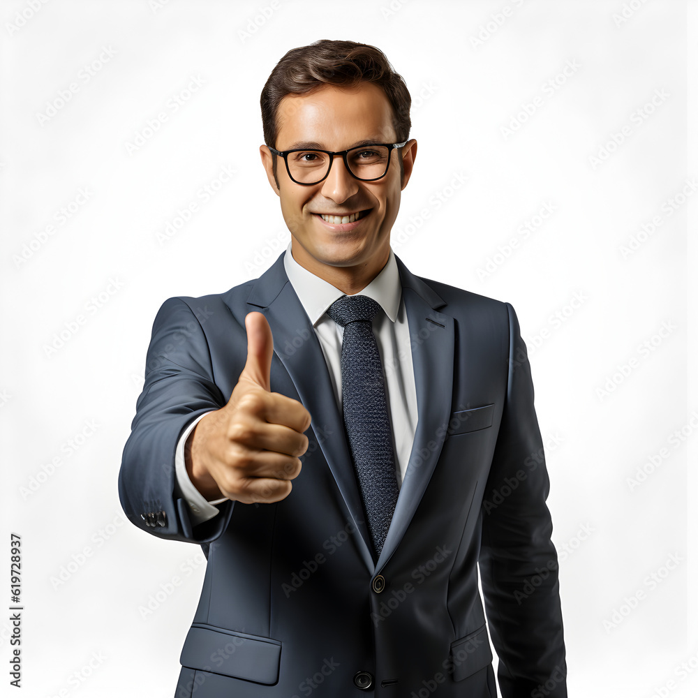 businessman thumbs up isolated on white background Generative AI businessman thumbs up isolated on white background Generative AI
