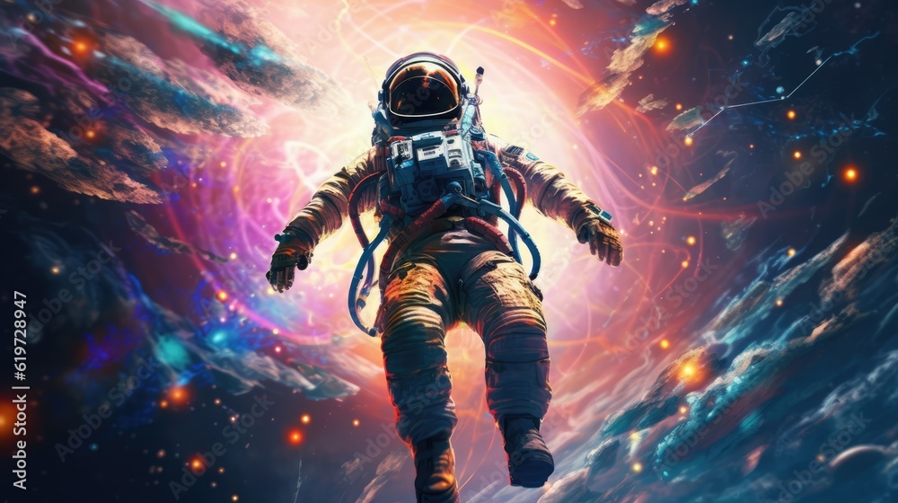 Fototapeta premium Astronaut exploring outer space concept