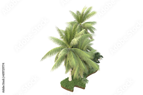 Tropical island isolated on transparent background. 3d rendering - illustration © Elena