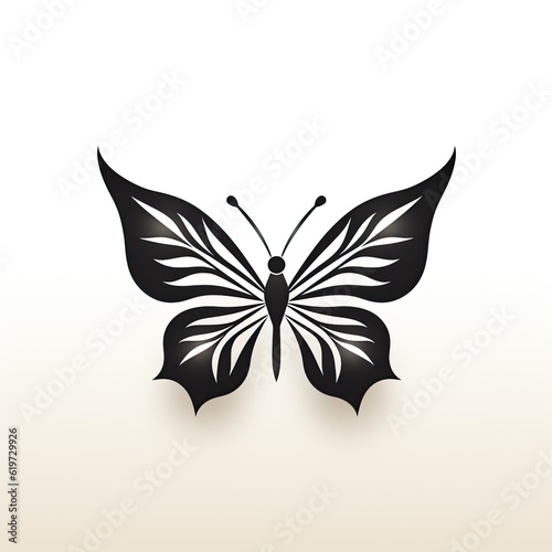 Butterfly - minimalistic black & white logo created using generative AI tools © Salander Studio
