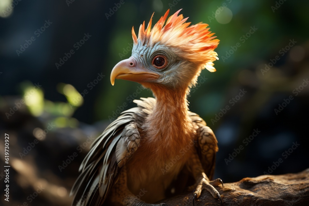 Close-Up of Archaeopteryx, Natural light, Generative AI Close-Up of Archaeopteryx, Natural light, Generative AI