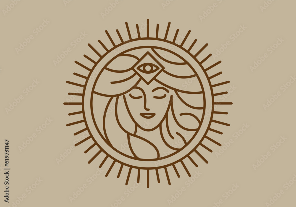 Fototapeta premium Athena the goddess black vector icon line logo illustration design isolated background