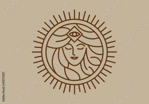 Athena the goddess black vector icon line logo illustration design isolated background