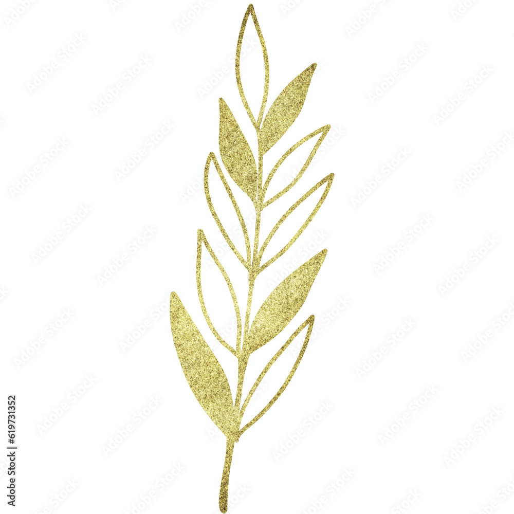 Fototapeta premium Golden glitter leaves