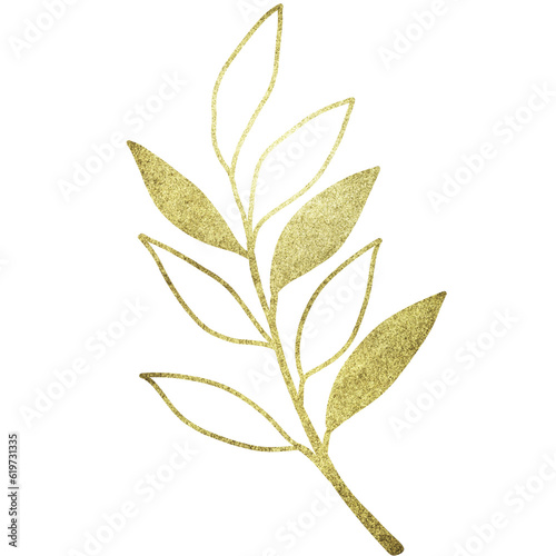 Golden glitter leaves
