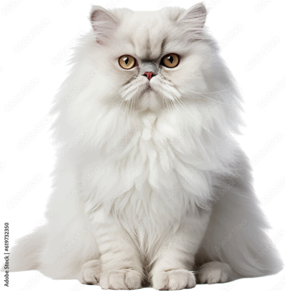 persian cat figure body style white background.