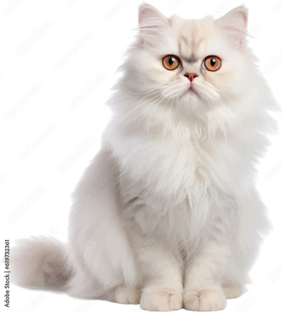 persian cat figure body style white background.