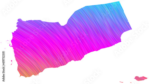 Yemen map in colorful halftone gradients. Future geometric patterns of lines abstract on transparent background.