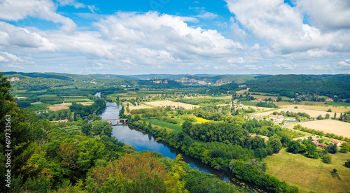 Beautiful panorama of Dordogne river- France, Nouvelle Aquitaine