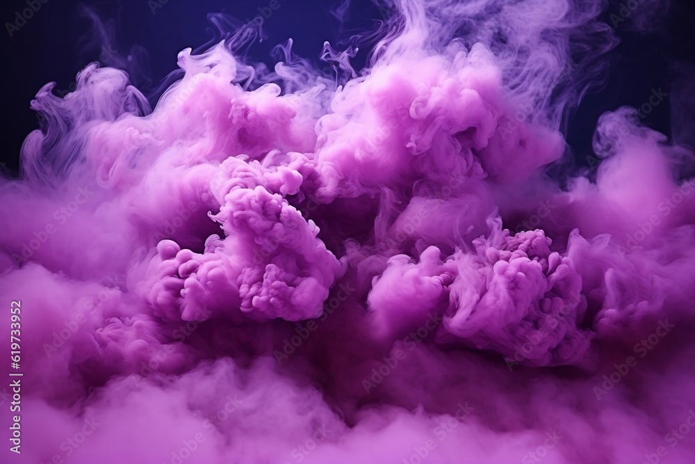 Purple Smoke Clouds Background Explosion. Generative AI