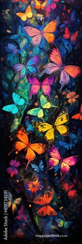 A Surreal Masterpiece - Illustrating the Butterfly World Background - Infused with Romanticism, Rendered in Octane Colorful Wallpaper created with Generative AI Technology © Sentoriak