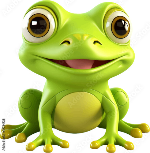 cute frog in 3d style white background.
