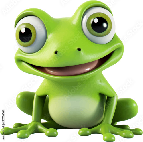 cute frog in 3d style white background.