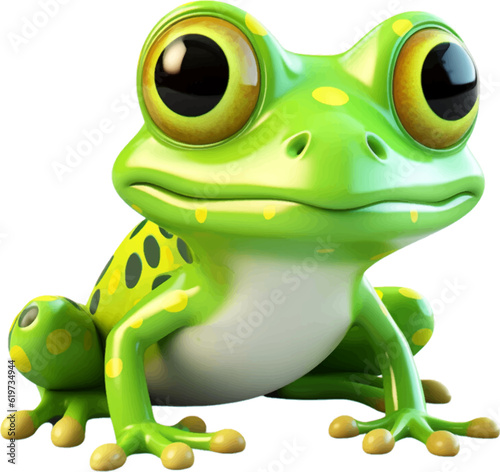 cute frog in 3d style white background.