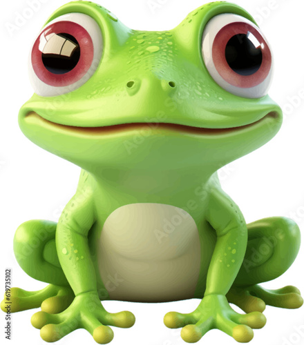 cute frog in 3d style white background.