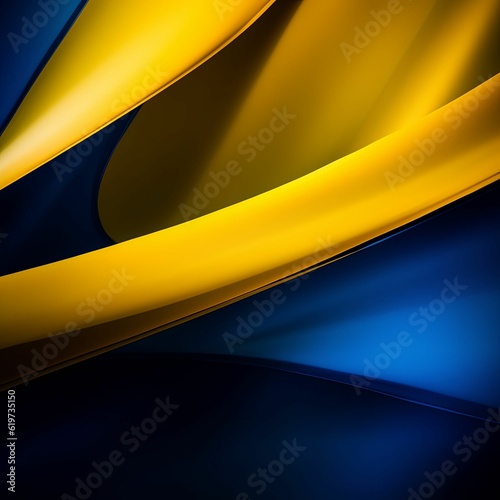 Illustrator of 3D abstract background in blue and yellow.