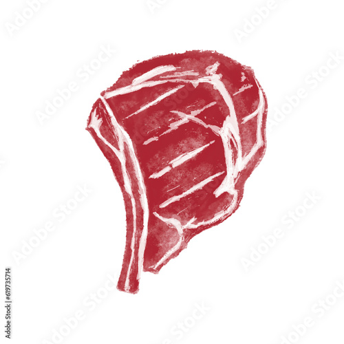 Beefsteaks hand drawn. Pieces of meat and beef. Design elements of a butcher shop