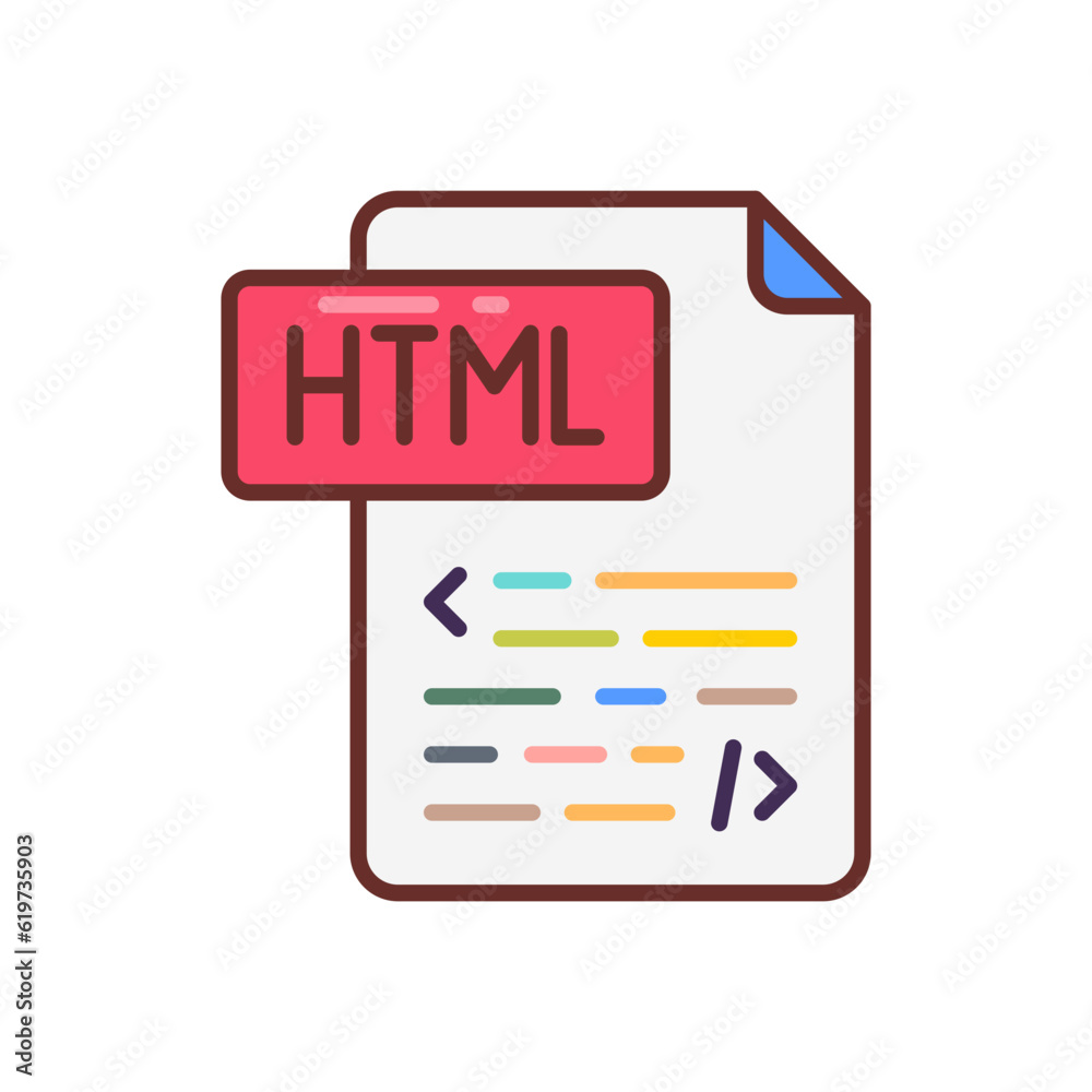 HTML icon in vector. Illustration HTML icon in vector. Illustration
