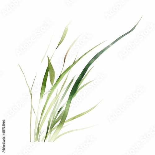 AI generated illustration of a vibrant watercolor painting of grass on a white background