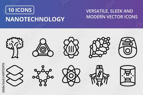 Vector Nanotechnology Icon Set
