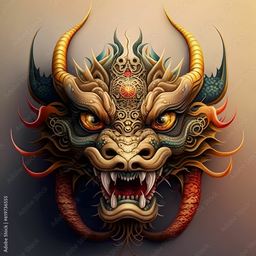 AI Generated Illustration Of A Chinese Zodiac Golden Dragon Stock ai-generated-illustration-of-a-chinese-zodiac-golden-dragon-stock