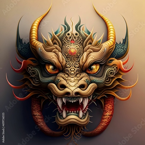 AI generated illustration of a Chinese zodiac golden dragon