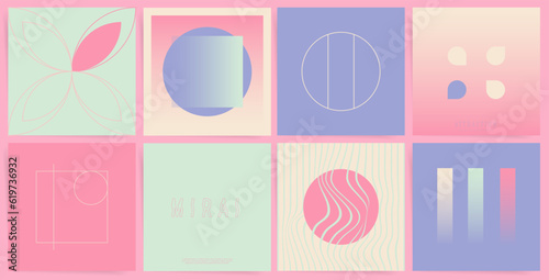 Minimalist cover backgrounds set with boho elements, perfect for fashion posts, music covers, and creative web layouts. Postmodern love in a pink gradient geometric design. 