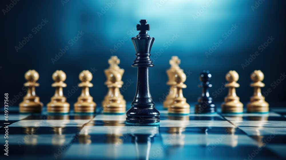 chess pieces on a chessboard, Business Concept, Chessboard with King, and Leadership Challenge with generative ai chess pieces on a chessboard, Business Concept, Chessboard with King, and Leadership Challenge with generative ai