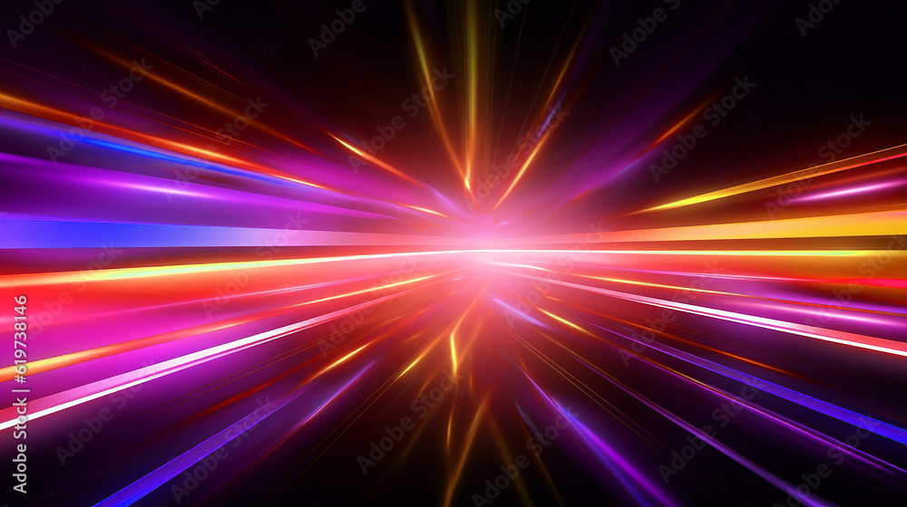 Abstract Neon Lights in High-Speed Motion: Vibrant Colors of Neon Lights in High-Speed Motion, Dynamic the Fast-Paced Motion and Abstract Glow. Generated AI