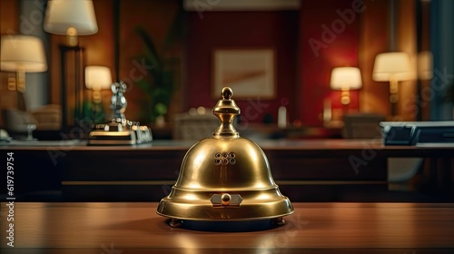 AI generated golden bell on a table