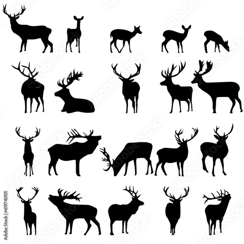 large collection of deer silhouettes