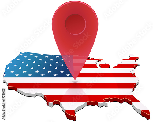 USA and location marker (transparency)