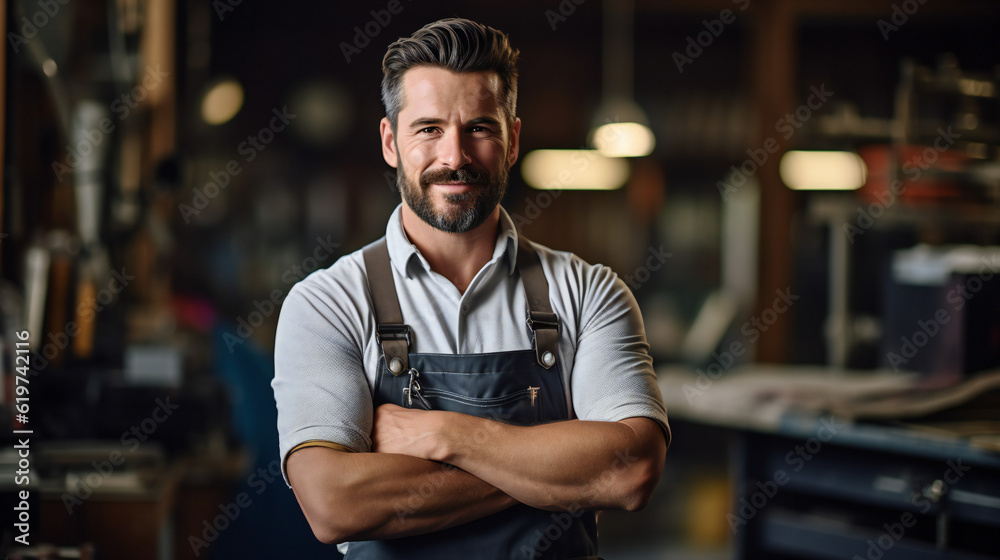 Fototapeta premium Worker standing in Shop, a Portrait