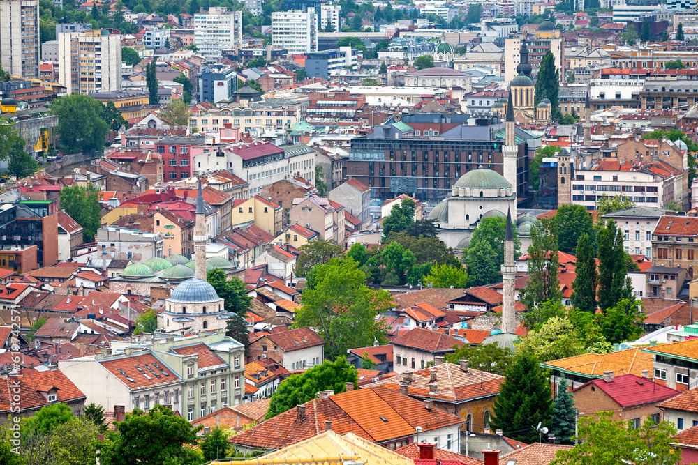 Aerial view of the old bazaar in Sarajevo