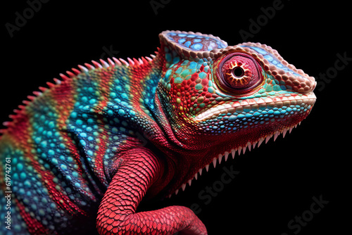 closeup of colourful chameleon