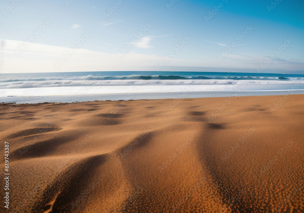 Sand beach and sea.Generative AI.