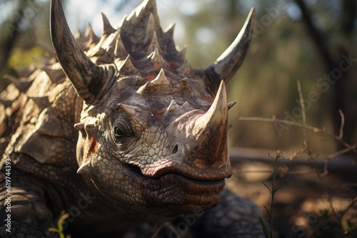 Close-Up of Bagaceratops, Natural light, Generative AI