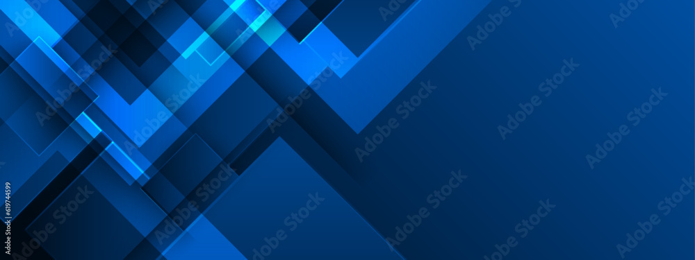 Blue color square pattern on banner with shadow. Abstract blue geometric background with copy space. Blue color square pattern on banner with shadow. Abstract blue geometric background with copy space.