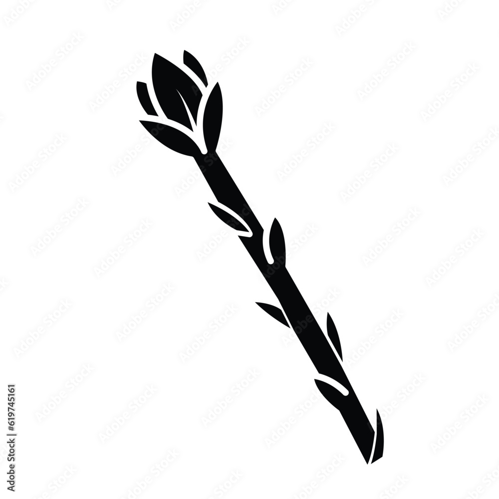 Asparagus vegetable vector icon black silhouette illustration isolated on square white background. Simple flat cartoon vegetable healthy natural food ingredients drawing.