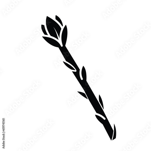 Asparagus vegetable vector icon black silhouette illustration isolated on square white background. Simple flat cartoon vegetable healthy natural food ingredients drawing.