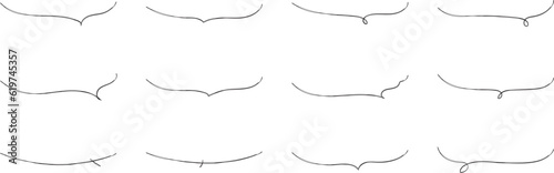 かわいい手書きの下線ふきだしセット  フキダシ　吹出し　吹き出し　ベクター　黒　Hand drawn simple black vector speech bubble set