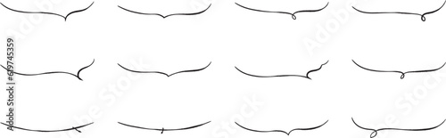 かわいい手書きの下線ふきだしセット  フキダシ　吹出し　吹き出し　ベクター　黒　Hand drawn simple black vector speech bubble set