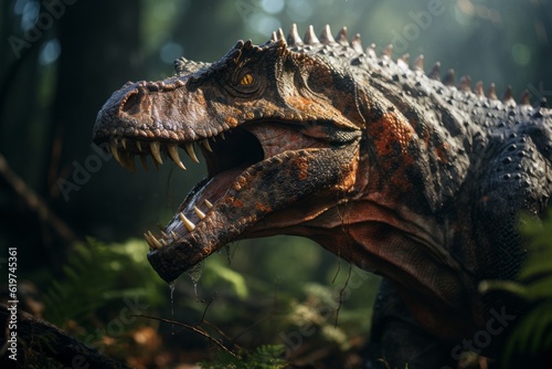 Close-Up of Carnotaurus  Natural light  Generative AI