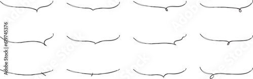 かわいい手書きの下線ふきだしセット  フキダシ　吹出し　吹き出し　ベクター　黒　Hand drawn simple black vector speech bubble set