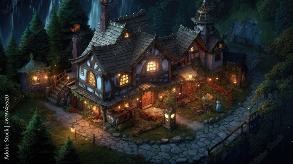 rpg dnd medieval tavern grim dark fantasy mansion manor - by generative ai