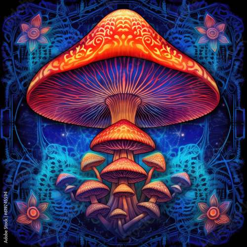 psychedelic new age magic mushroom - by generative ai © CEVmemories