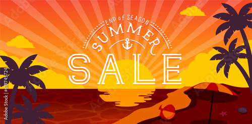Summer sale ( end of  season ) vector banner illustration