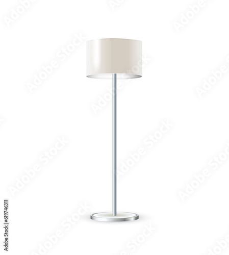 Lamp Closeup Isolated on White Background. Floor Lamps. Electric Torchere for Interior Design, Energy Furniture. Vector